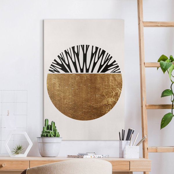 Perspections Leinwandbild Abstrakte Formen Goldener Kreis Wayfair De